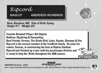 2006 Grandstand Aberdeen IronBirds #NNO Ripcord Back