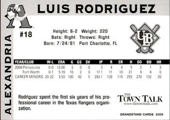 2006 Grandstand Alexandria Aces #9 Luis Rodriguez Back