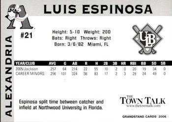 2006 Grandstand Alexandria Aces #10 Luis Espinosa Back