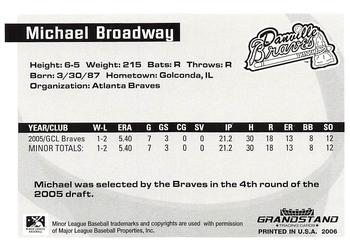 2006 Grandstand Appalachian League Top Prospects #NNO Michael Broadway Back