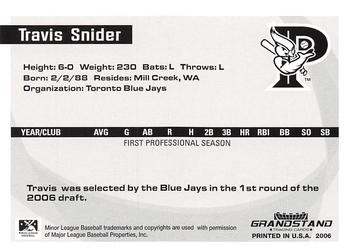 2006 Grandstand Appalachian League Top Prospects #NNO Travis Snider Back