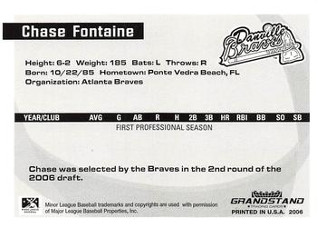 2006 Grandstand Appalachian League Top Prospects #NNO Chase Fontaine Back