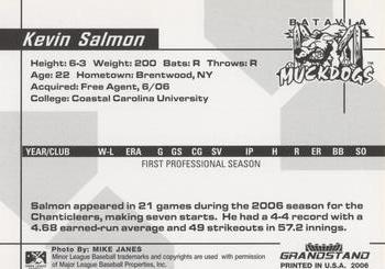2006 Grandstand Batavia Muckdogs #NNO Kevin Salmon Back