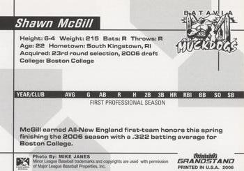 2006 Grandstand Batavia Muckdogs #NNO Shawn McGill Back