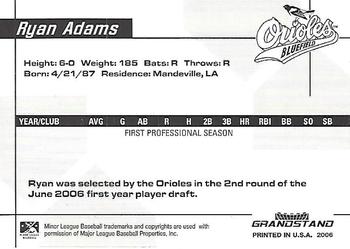 2006 Grandstand Bluefield Orioles #8 Ryan Adams Back