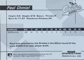 2006 Grandstand Bluefield Orioles #24 Paul Chmiel Back