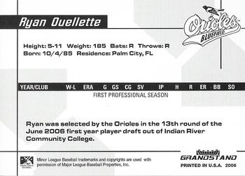2006 Grandstand Bluefield Orioles #41 Ryan Ouellette Back