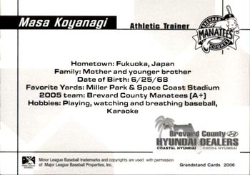 2006 Grandstand Brevard County Manatees #34 Masa Koyanagi Back
