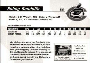 2006 Grandstand Chico Outlaws #11 Bobby Gandolfo Back