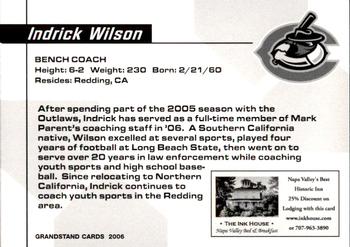 2006 Grandstand Chico Outlaws #28 Indrick Wilson Back