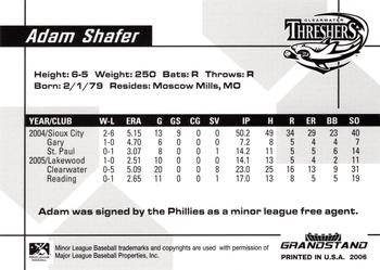 2006 Grandstand Clearwater Threshers #NNO Adam Shafer Back