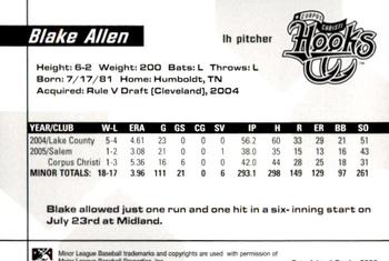 2006 Grandstand Corpus Christi Hooks #5 Blake Allen Back