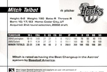 2006 Grandstand Corpus Christi Hooks #8 Mitch Talbot Back