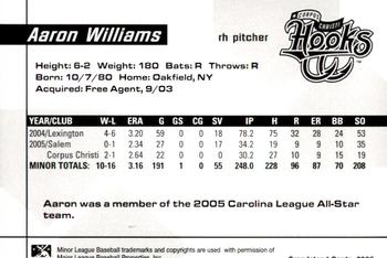 2006 Grandstand Corpus Christi Hooks #16 Aaron Williams Back