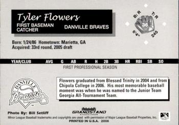 2006 Grandstand Danville Braves #20 Tyler Flowers Back