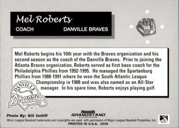 2006 Grandstand Danville Braves #30 Mel Roberts Back