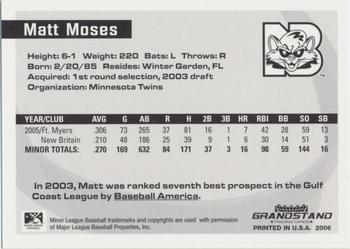 2006 Grandstand Eastern League Top Prospects #NNO Matt Moses Back
