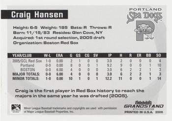 2006 Grandstand Eastern League Top Prospects #NNO Craig Hansen Back