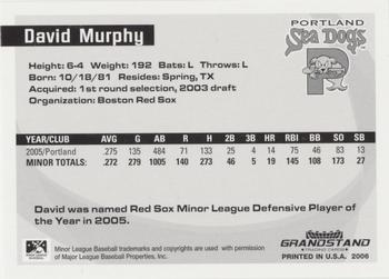 2006 Grandstand Eastern League Top Prospects #NNO David Murphy Back