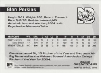 2006 Grandstand Eastern League Top Prospects #NNO Glen Perkins Back