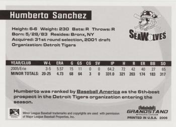 2006 Grandstand Eastern League Top Prospects #NNO Humberto Sanchez Back
