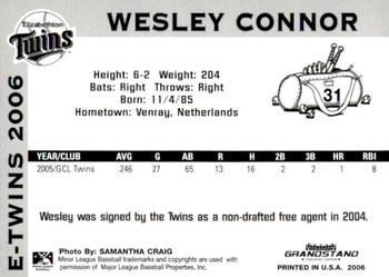 2006 Grandstand Elizabethton Twins #33 Wesley Connor Back