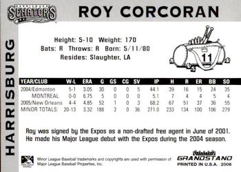 2006 Grandstand Harrisburg Senators #12 Roy Corcoran Back