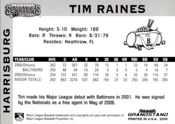 2006 Grandstand Harrisburg Senators #13 Tim Raines Jr. Back