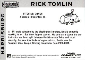 2006 Grandstand Harrisburg Senators #22 Rick Tomlin Back