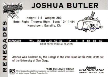 2006 Grandstand Hudson Valley Renegades #NNO Joshua Butler Back