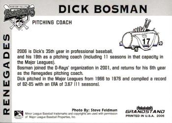 2006 Grandstand Hudson Valley Renegades #NNO Dick Bosman Back
