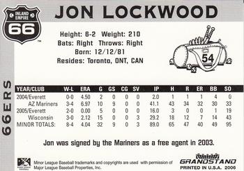 2006 Grandstand Inland Empire 66ers #6 Jon Lockwood Back