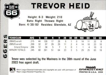 2006 Grandstand Inland Empire 66ers #9 Trevor Heid Back