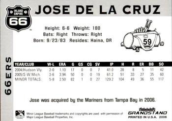 2006 Grandstand Inland Empire 66ers #11 Jose De La Cruz Back