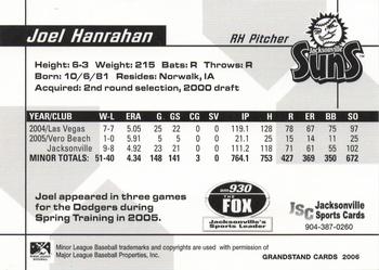 2006 Grandstand Jacksonville Suns #3 Joel Hanrahan Back