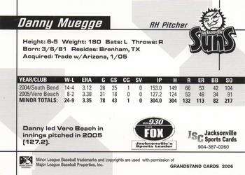 2006 Grandstand Jacksonville Suns #16 Danny Muegge Back