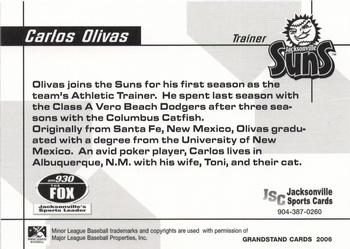 2006 Grandstand Jacksonville Suns #27 Carlos Olivas Back