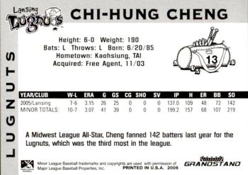 2006 Grandstand Lansing Lugnuts #NNO Chi-Hung Cheng Back