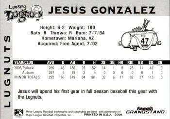 2006 Grandstand Lansing Lugnuts #NNO Jesus Gonzalez Back