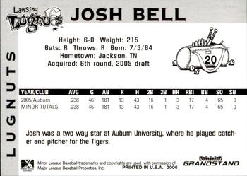 2006 Grandstand Lansing Lugnuts #NNO Josh Bell Back