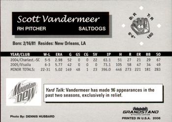 2006 Grandstand Lincoln Saltdogs #9 Scott Vandermeer Back