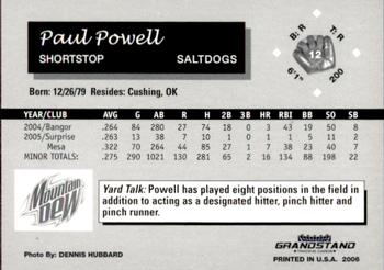 2006 Grandstand Lincoln Saltdogs #12 Paul Powell Back