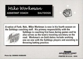 2006 Grandstand Lincoln Saltdogs #25 Mike Workman Back
