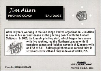 2006 Grandstand Lincoln Saltdogs #26 Jim Allen Back