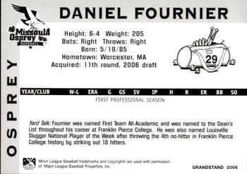 2006 Grandstand Missoula Osprey #11 Daniel Fournier Back