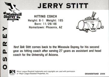 2006 Grandstand Missoula Osprey #14 Jerry Stitt Back
