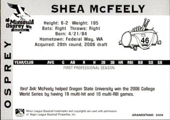 2006 Grandstand Missoula Osprey #19 Shea McFeely Back