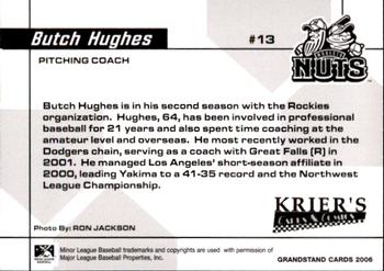 2006 Grandstand Modesto Nuts #31 Butch Hughes Back