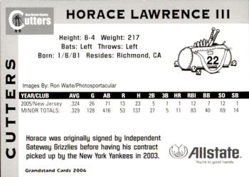 2006 Grandstand New Haven County Cutters #3 Horace Lawrence III Back