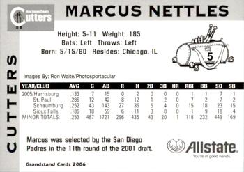 2006 Grandstand New Haven County Cutters #4 Marcus Nettles Back